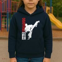 Taekwondo Martial Art Distressed Style Kick Tee Kids Hoodie thumb 3