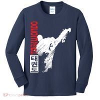 Taekwondo Martial Art Distressed Style Kick Tee Kids Long Sleeve Shirt thumb 0