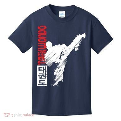Taekwondo Martial Art Distressed Style Kick Tee Kids T-Shirt