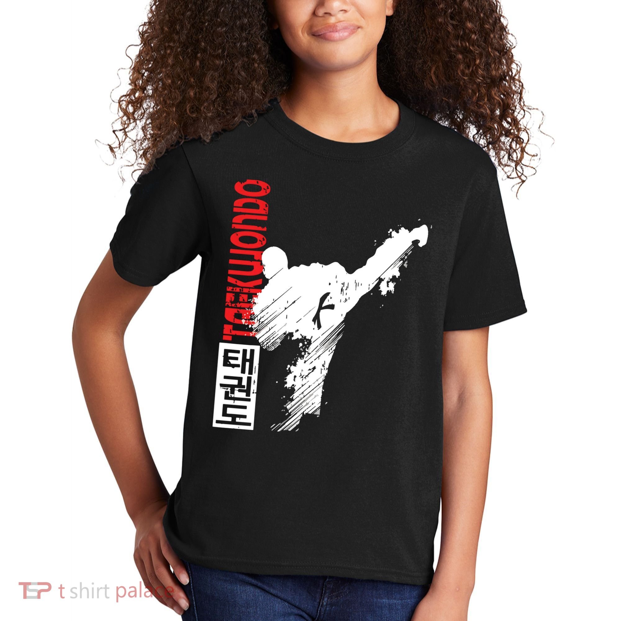 Taekwondo Martial Art Distressed Style Kick Tee Kids T-Shirt