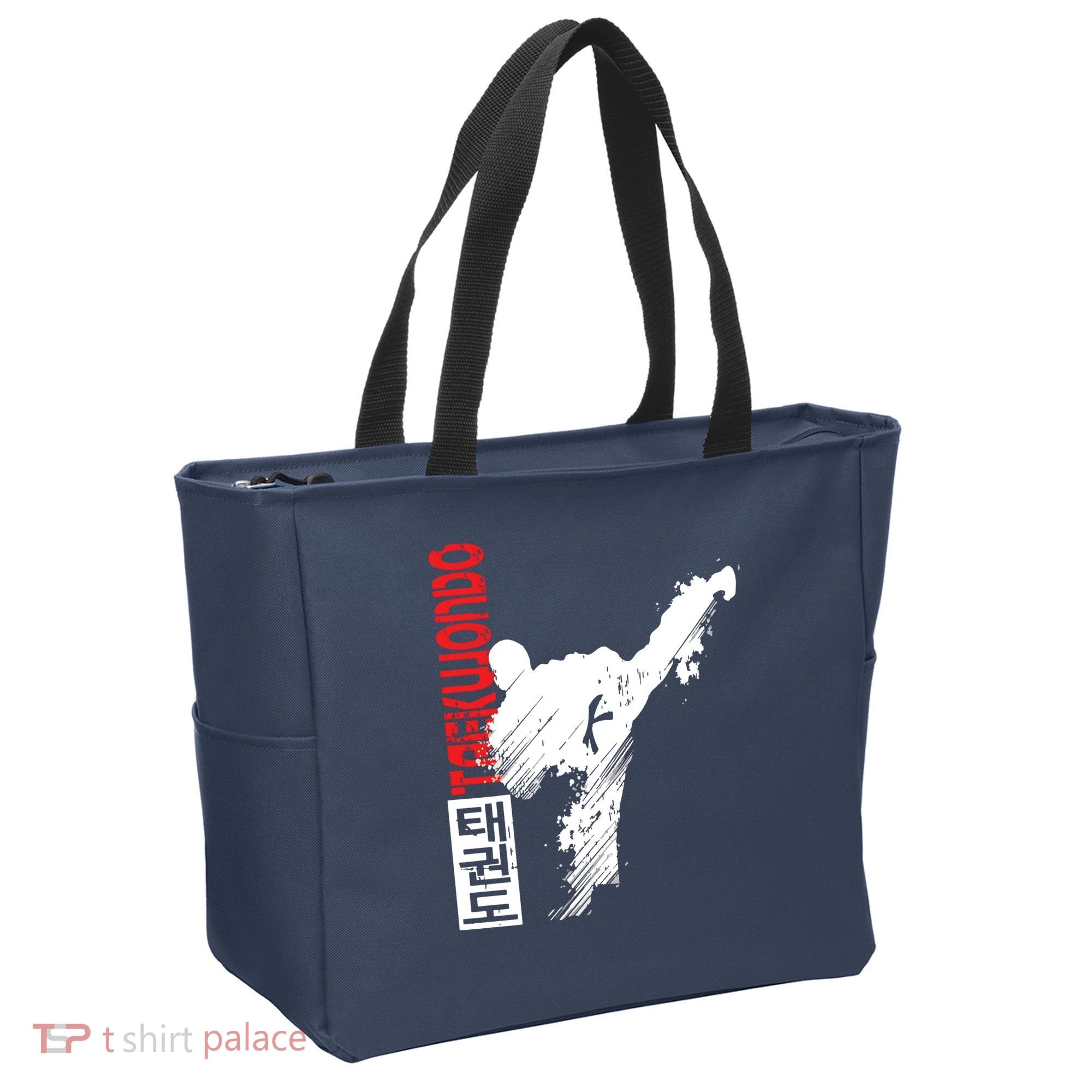 Taekwondo Martial Art Distressed Style Kick Tee Tote Bag