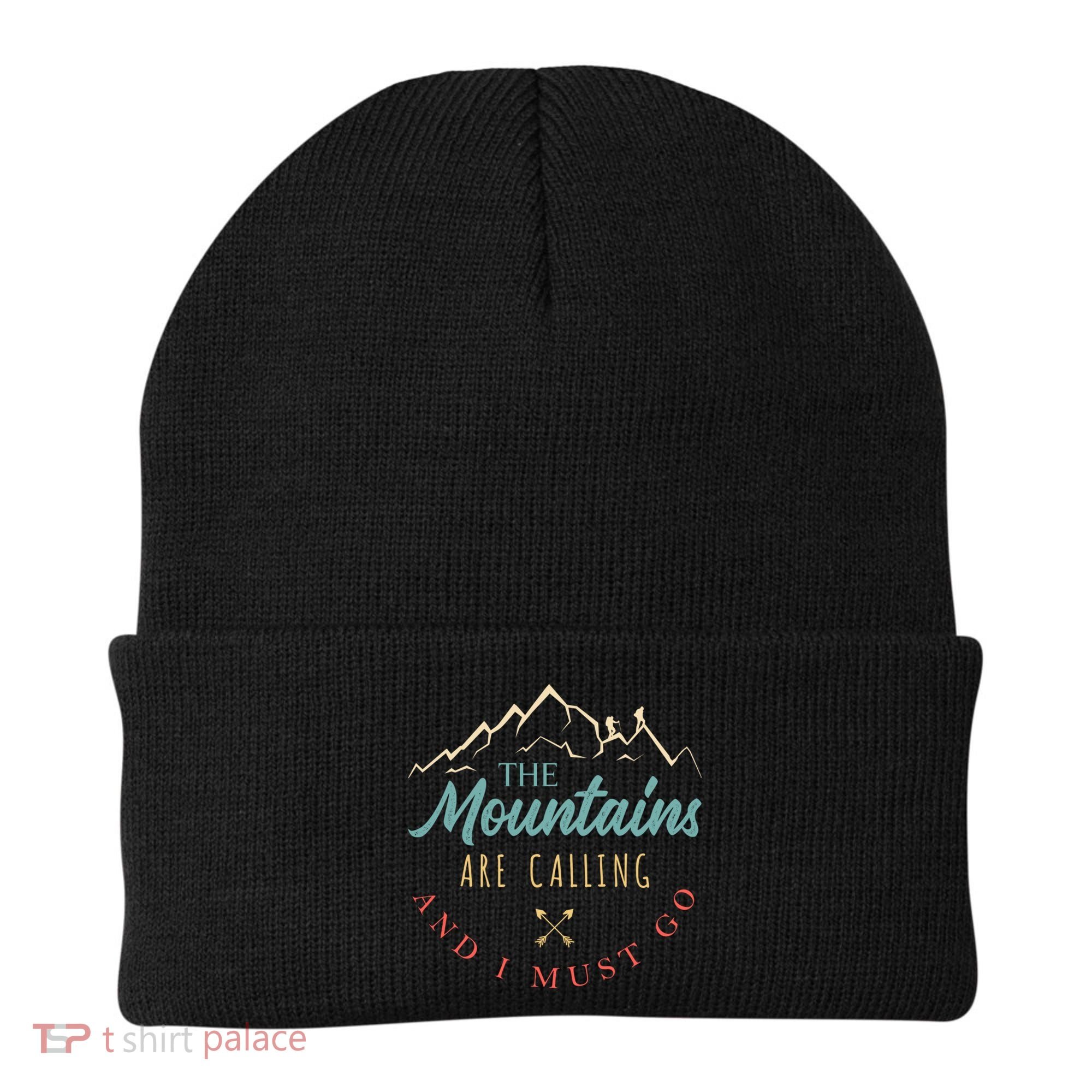 The Mountains Are Calling And I Must Go Gift Camping Gift Beanie