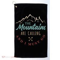 The Mountains Are Calling And I Must Go Gift Camping Gift Golf Towel thumb 0