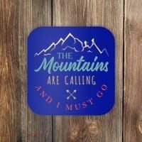The Mountains Are Calling And I Must Go Gift Camping Gift Coaster thumb 0