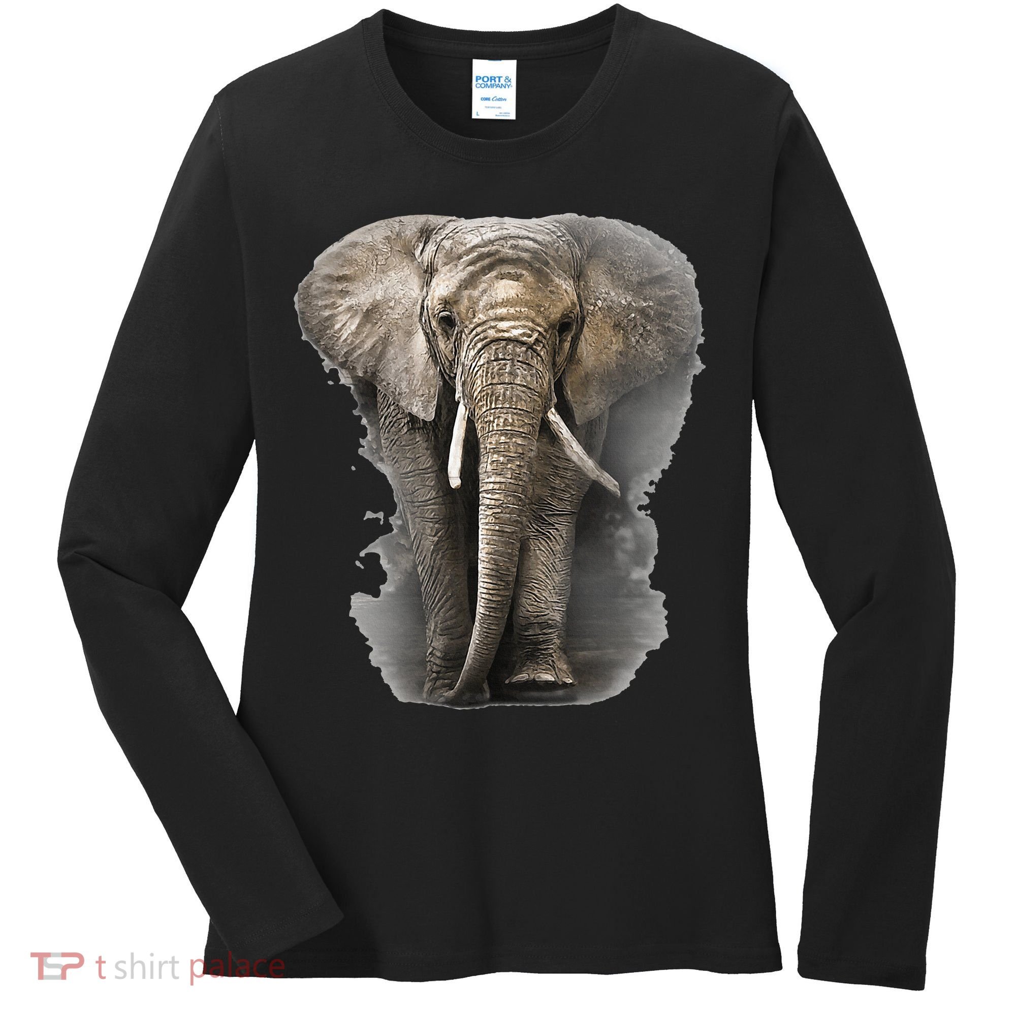 The Mountain African Elephant Women's Long Sleeve Shirt