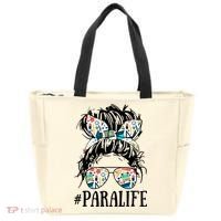 Teacher Messy Bun Paraprofessional Life Tote Bag thumb 0