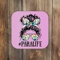 Teacher Messy Bun Paraprofessional Life Coaster thumb 0