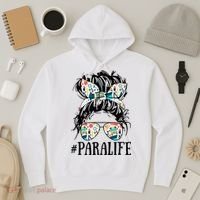 Teacher Messy Bun Paraprofessional Life Hoodie thumb 3