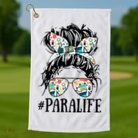 Teacher Messy Bun Paraprofessional Life Golf Towel thumb 1