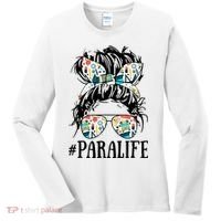 Teacher Messy Bun Paraprofessional Life Women's Long Sleeve Shirt thumb 0