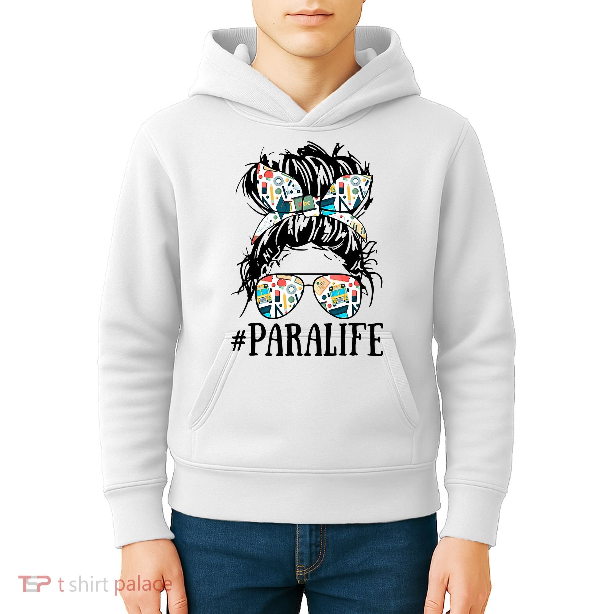 Teacher Messy Bun Paraprofessional Life Kids Hoodie