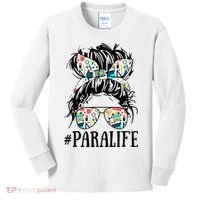 Teacher Messy Bun Paraprofessional Life Kids Long Sleeve Shirt thumb 0