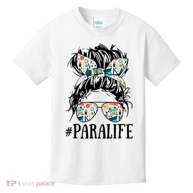Teacher Messy Bun Paraprofessional Life Kids T-Shirt