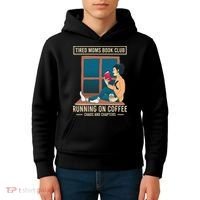 Tired Moms Book Club Coffee Chaos Chapters Funny Kids Hoodie thumb 4
