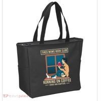 Tired Moms Book Club Coffee Chaos Chapters Funny Tote Bag thumb 2