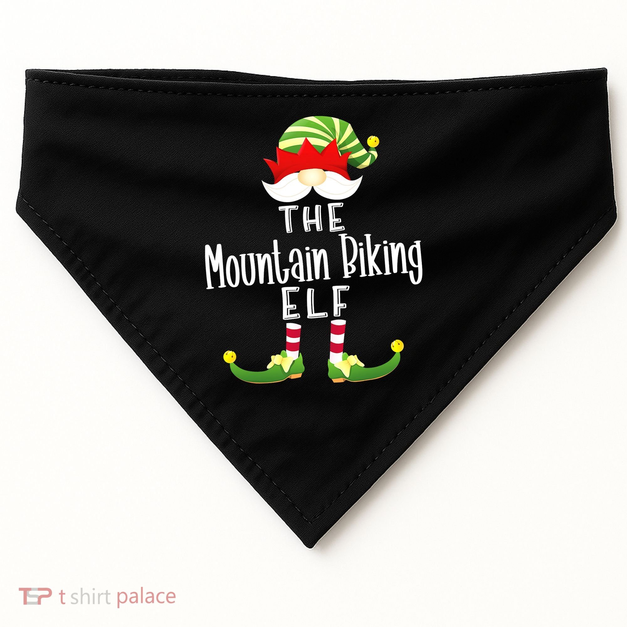 The Mountain Biking Elf Family Matching Group Christmas USA-Made Doggie Bandana