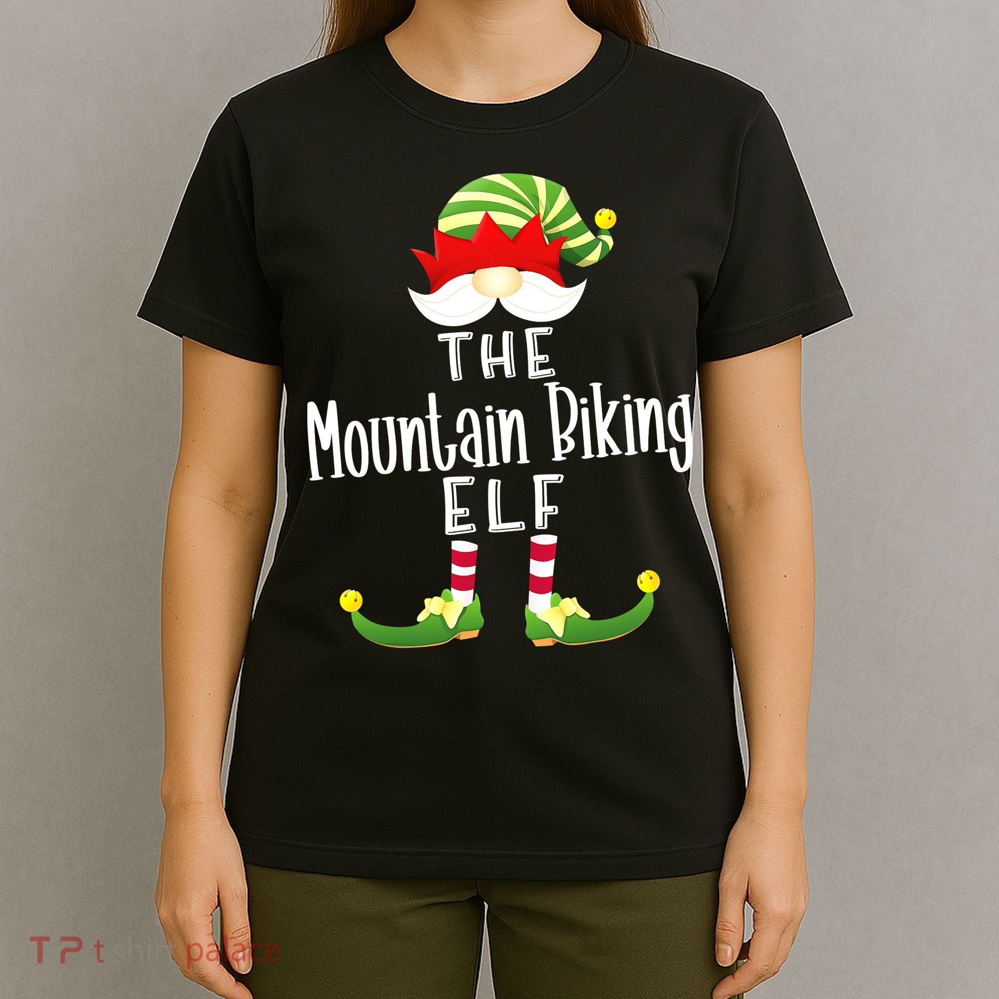 The Mountain Biking Elf Family Matching Group Christmas T-Shirt