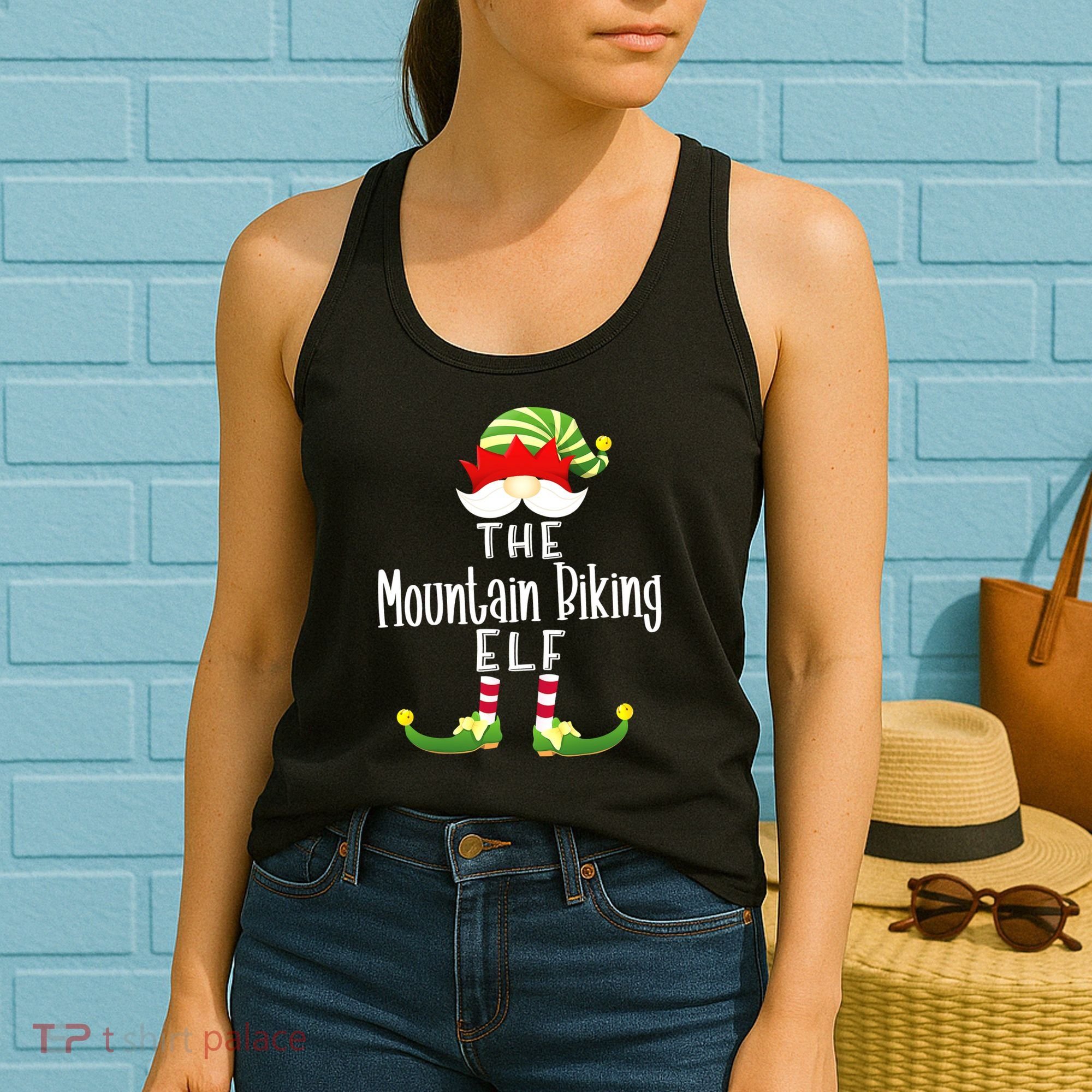 The Mountain Biking Elf Family Matching Group Christmas Women's Tank Top