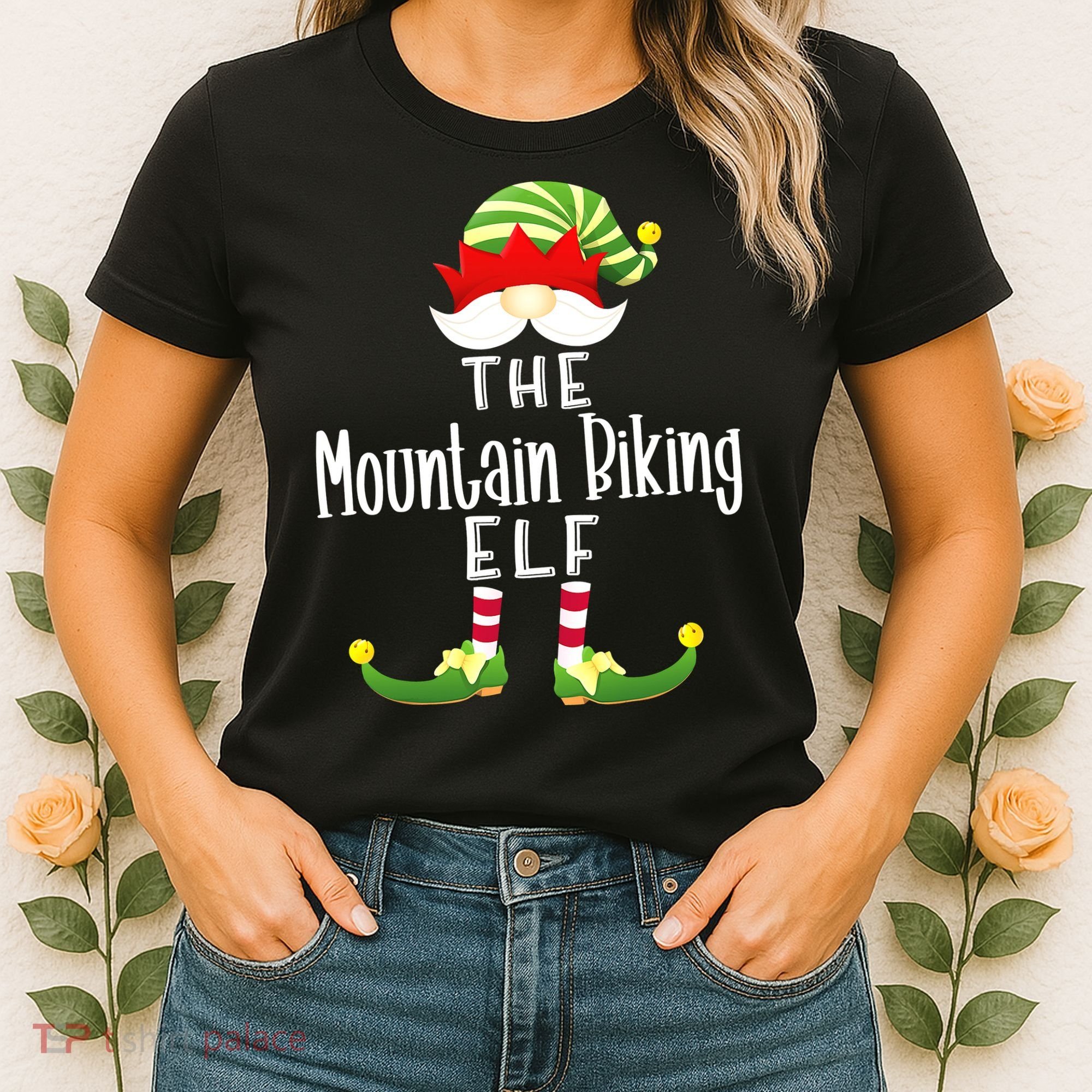 The Mountain Biking Elf Family Matching Group Christmas Women's T-Shirt