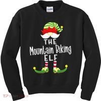 The Mountain Biking Elf Family Matching Group Christmas Kids Sweatshirt thumb 0