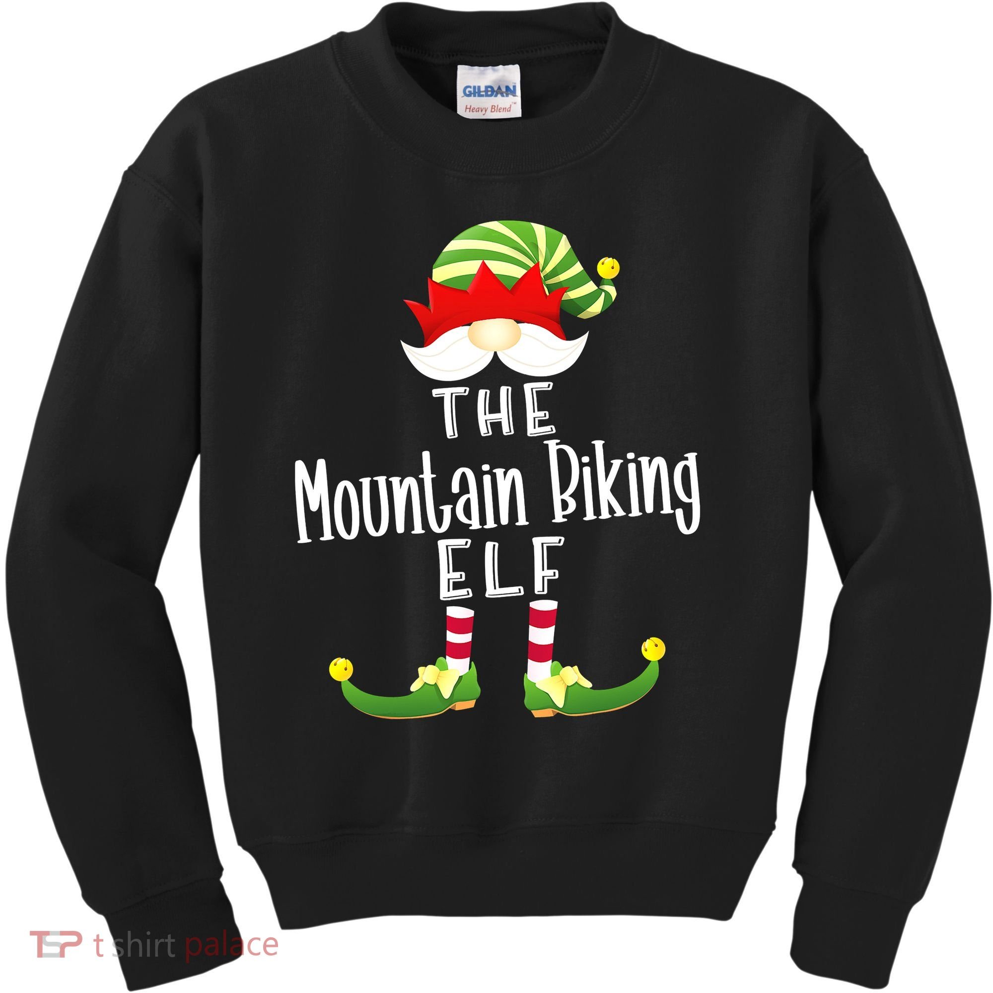 The Mountain Biking Elf Family Matching Group Christmas Kids Sweatshirt