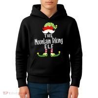 The Mountain Biking Elf Family Matching Group Christmas Kids Hoodie thumb 4
