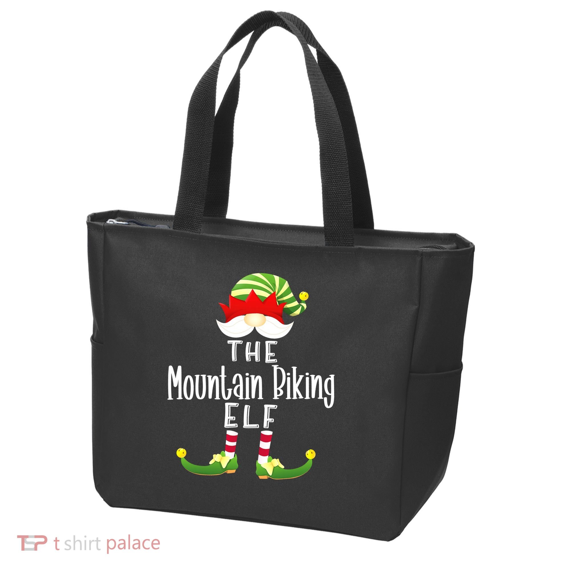 The Mountain Biking Elf Family Matching Group Christmas Tote Bag