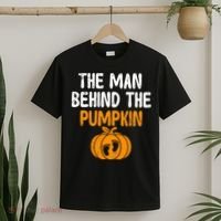 The Man Behind The Pumpkin Pregnancy Halloween T-Shirt thumb 2