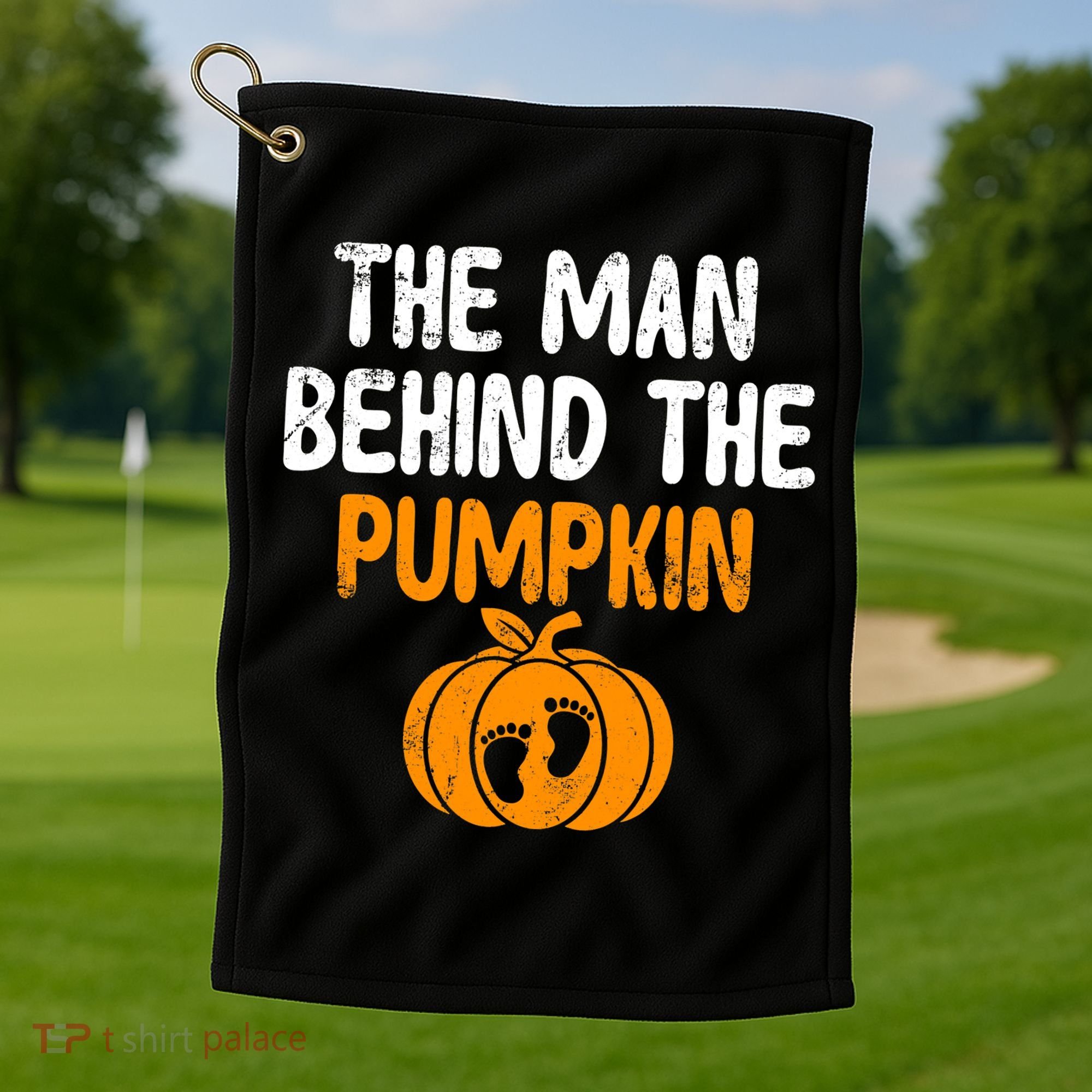 The Man Behind The Pumpkin Pregnancy Halloween Golf Towel