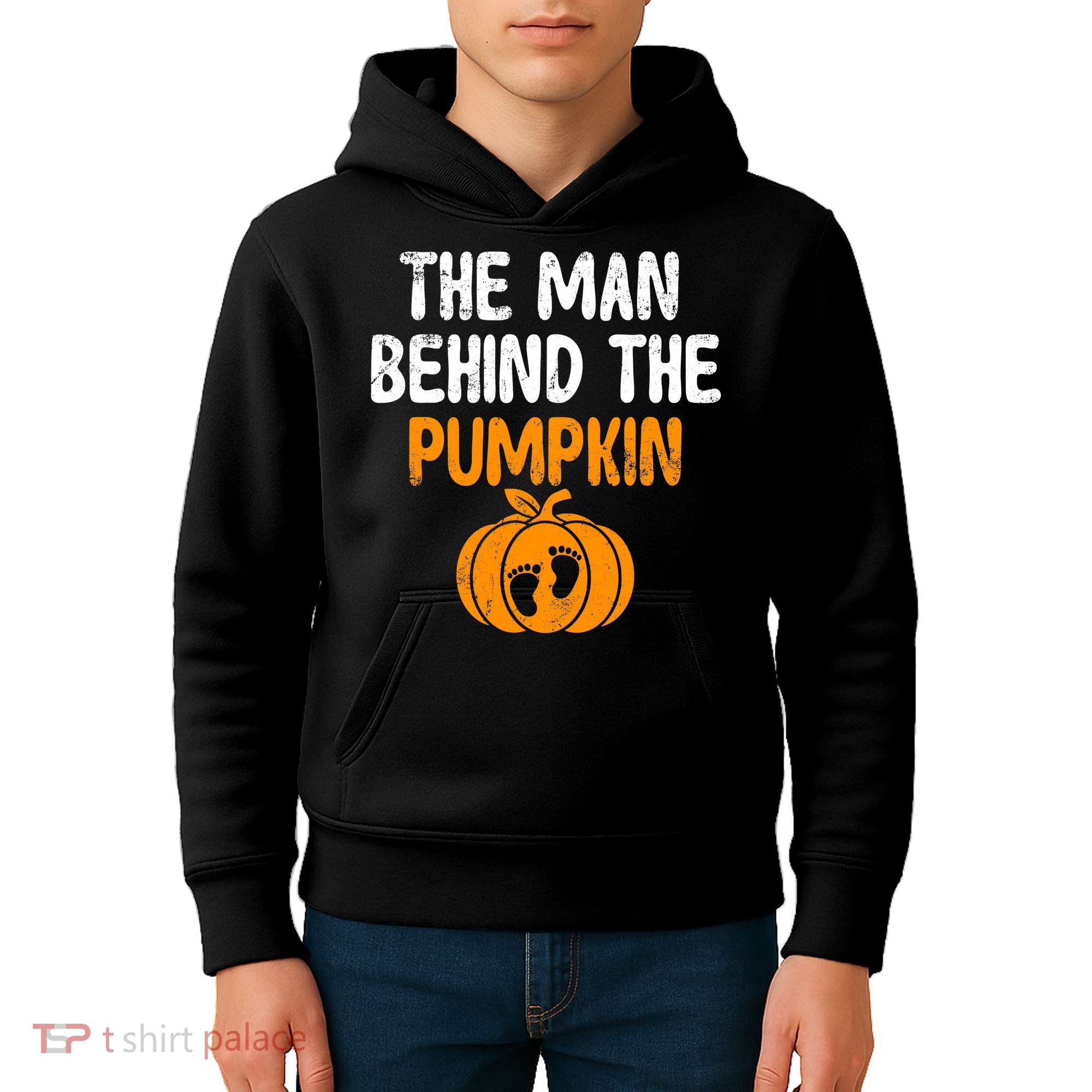The Man Behind The Pumpkin Pregnancy Halloween Kids Hoodie