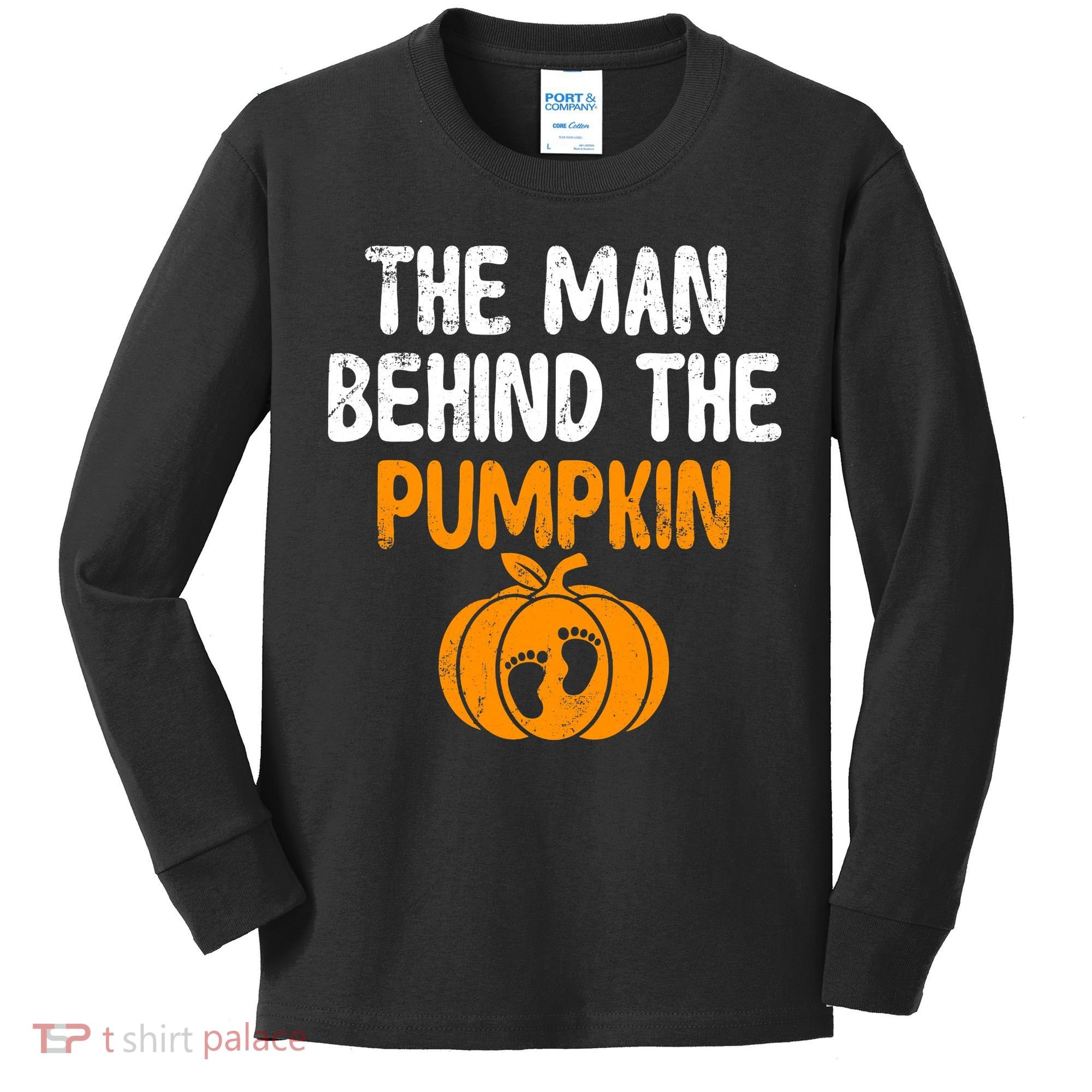 The Man Behind The Pumpkin Pregnancy Halloween Kids Long Sleeve Shirt
