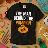 The Man Behind The Pumpkin Pregnancy Halloween Kids T-Shirt thumb 3