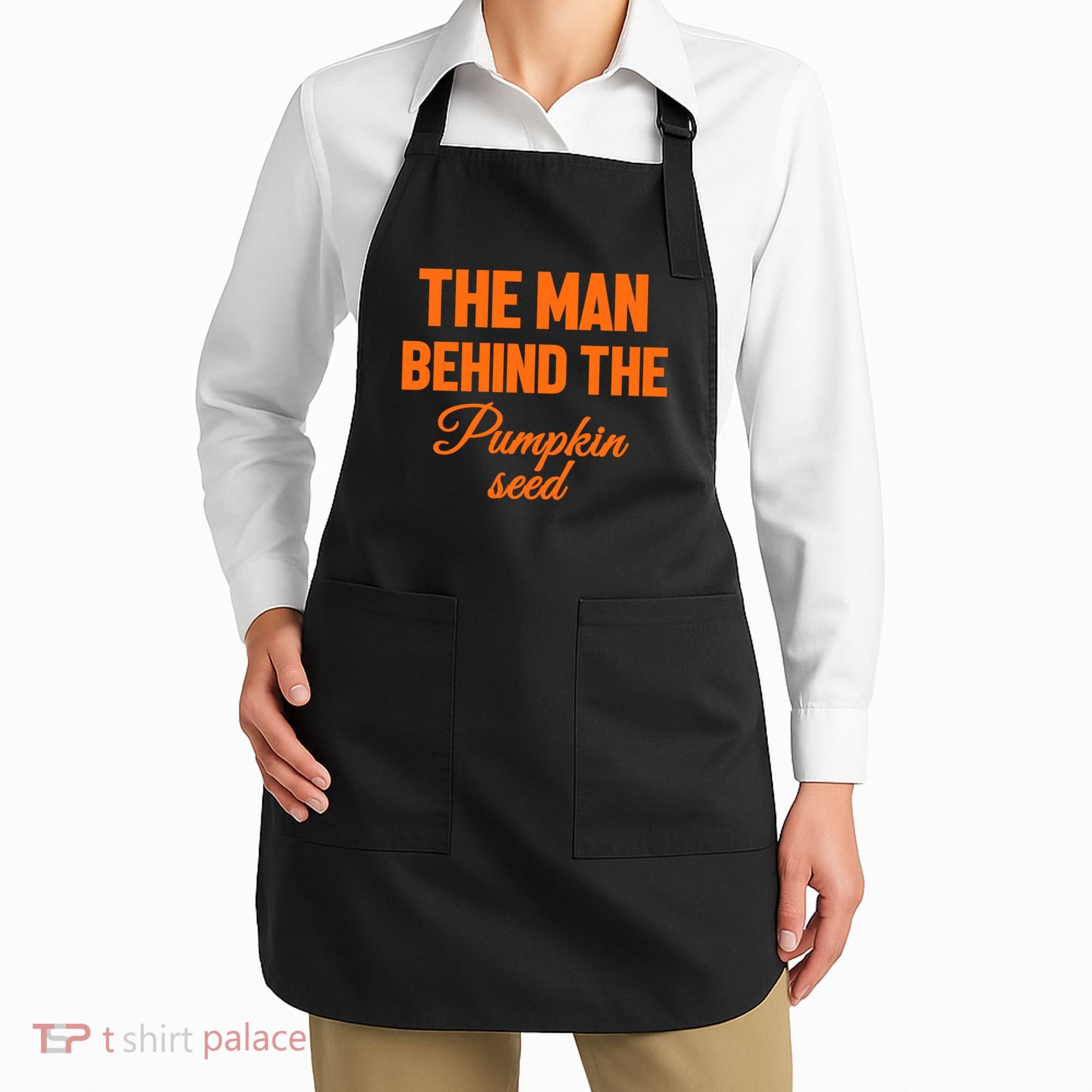 The Man Behind The Pumpkin Seed Halloween Pregnant Apron