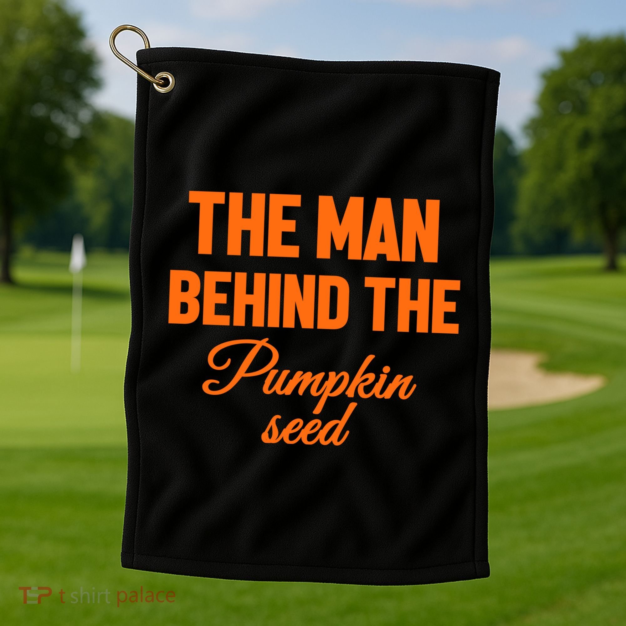 The Man Behind The Pumpkin Seed Halloween Pregnant Golf Towel