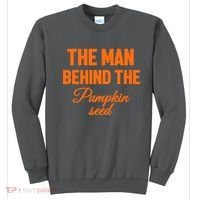 The Man Behind The Pumpkin Seed Halloween Pregnant Sweatshirt thumb 0