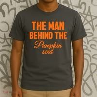 The Man Behind The Pumpkin Seed Halloween Pregnant T-Shirt thumb 3