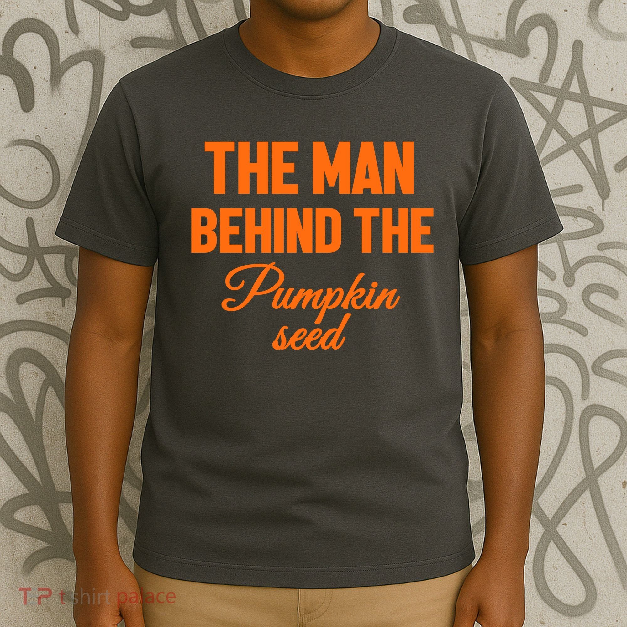 The Man Behind The Pumpkin Seed Halloween Pregnant T-Shirt