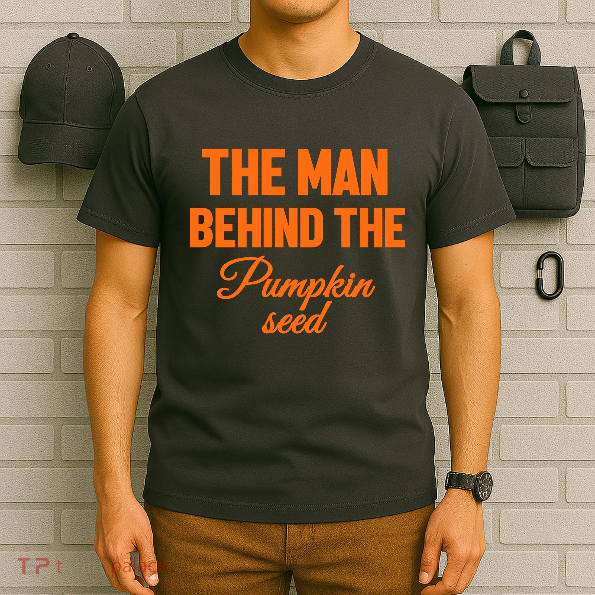 The Man Behind The Pumpkin Seed Halloween Pregnant T-Shirt