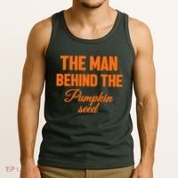 The Man Behind The Pumpkin Seed Halloween Pregnant Tank Top thumb 3
