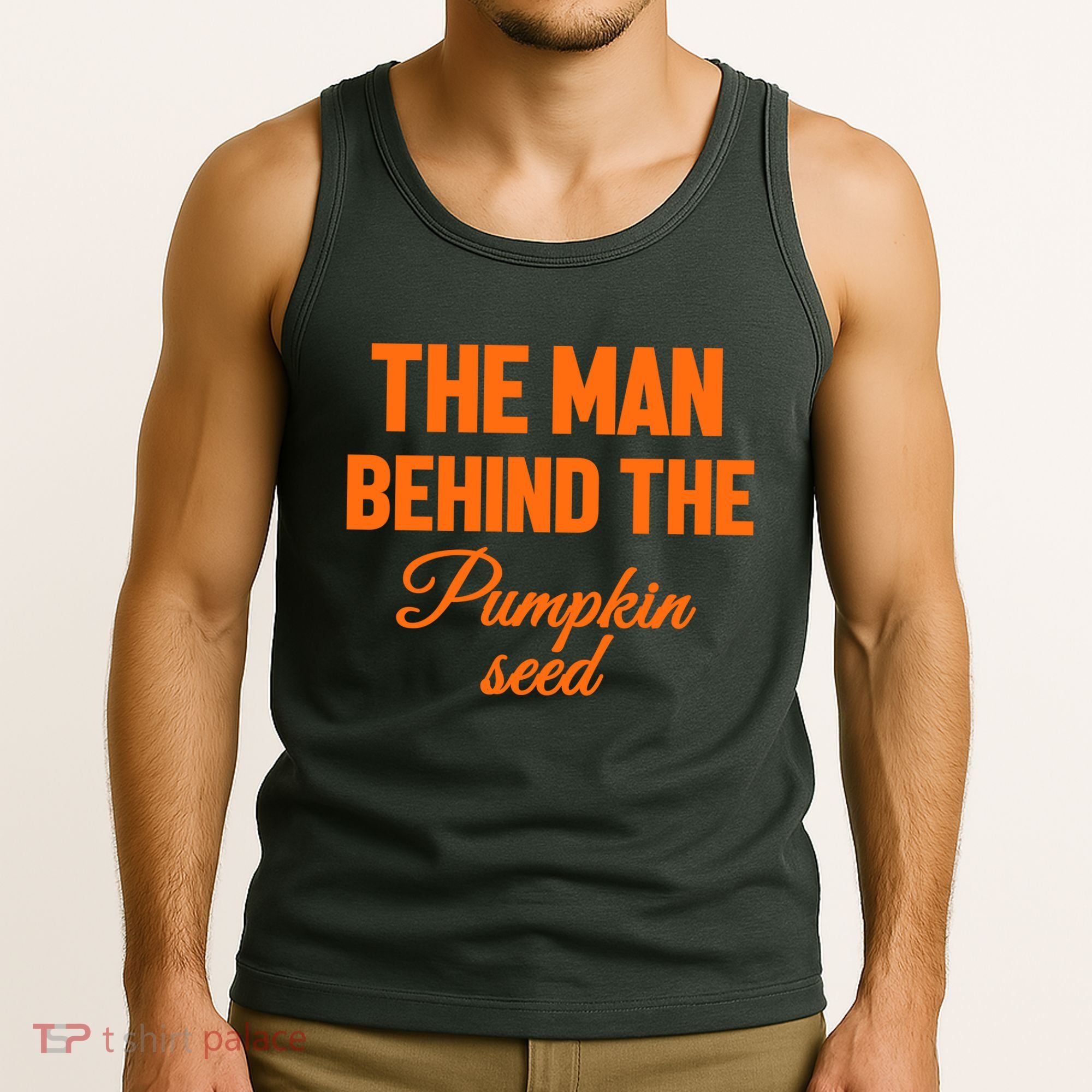 The Man Behind The Pumpkin Seed Halloween Pregnant Tank Top