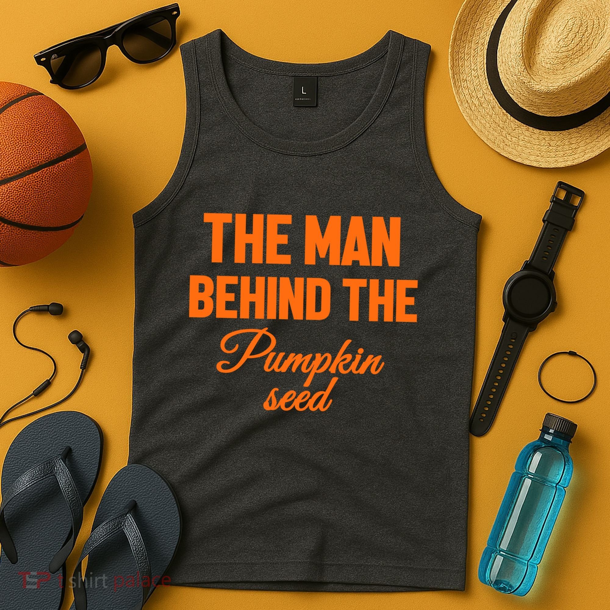 The Man Behind The Pumpkin Seed Halloween Pregnant Tank Top