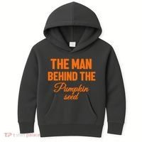 The Man Behind The Pumpkin Seed Halloween Pregnant Kids Hoodie thumb 0