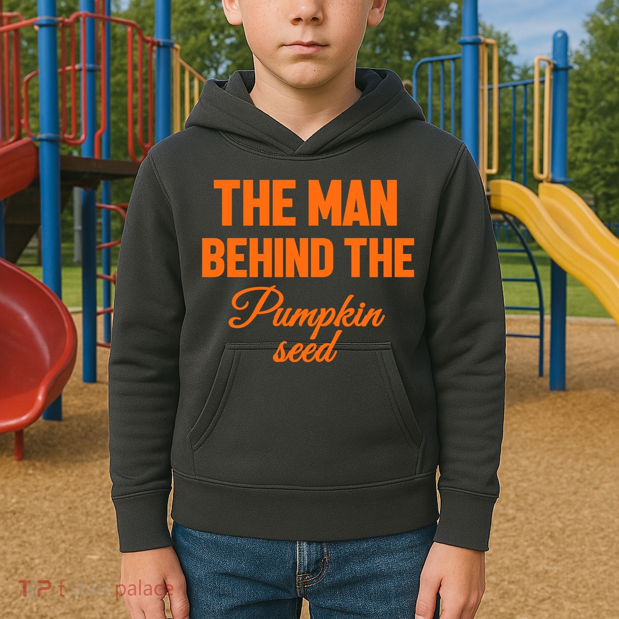 The Man Behind The Pumpkin Seed Halloween Pregnant Kids Hoodie