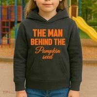 The Man Behind The Pumpkin Seed Halloween Pregnant Kids Hoodie thumb 3
