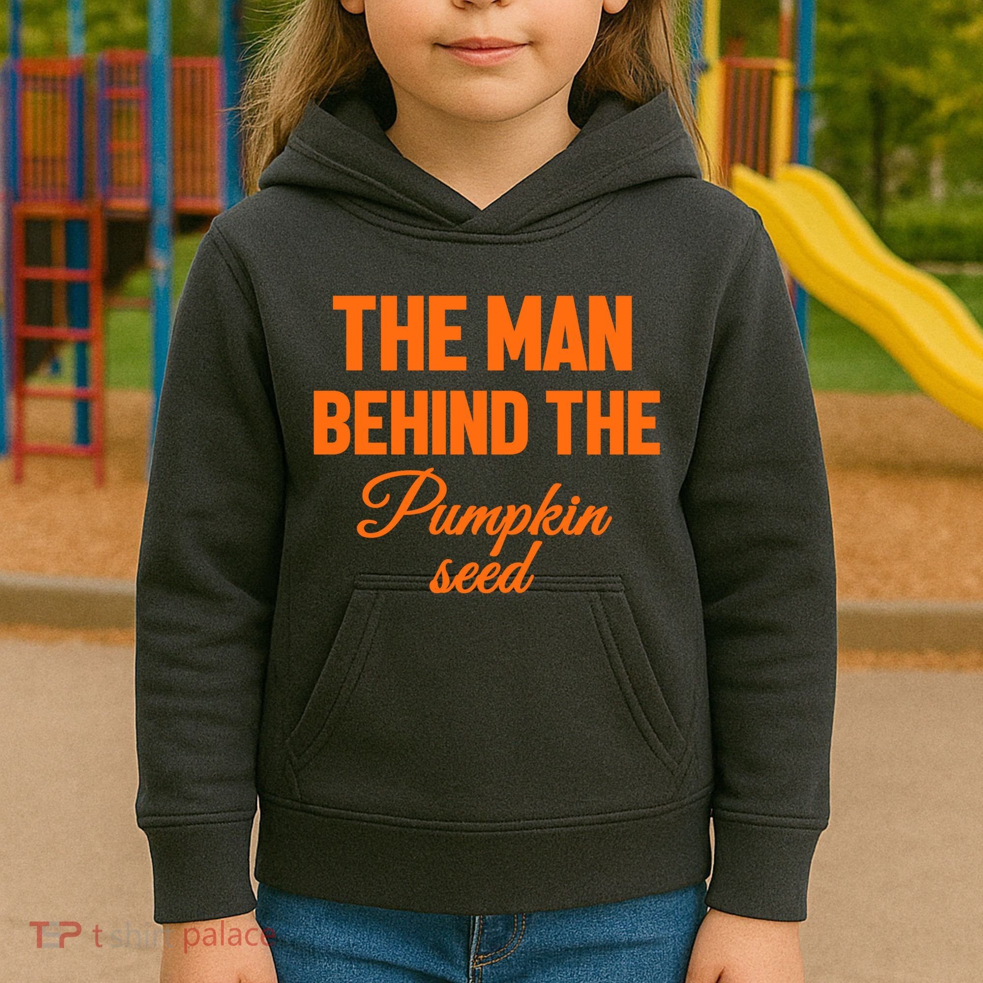 The Man Behind The Pumpkin Seed Halloween Pregnant Kids Hoodie