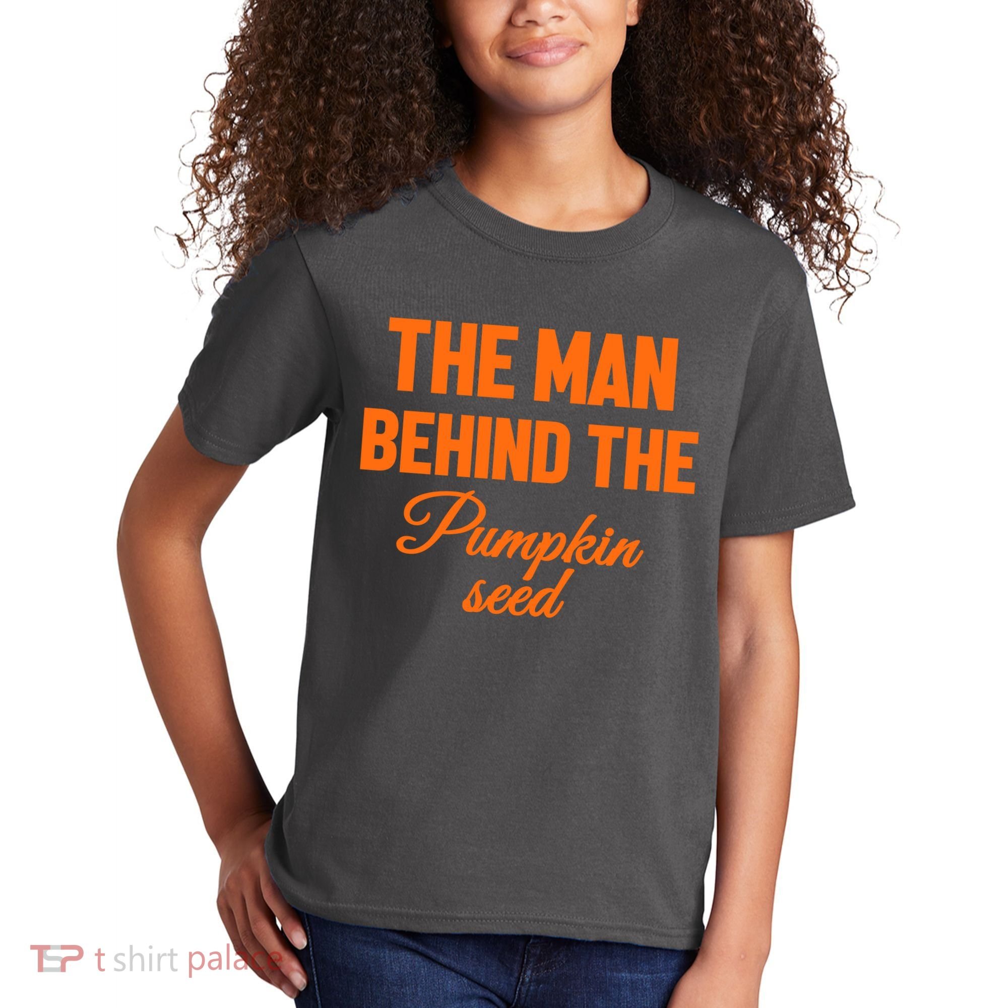 The Man Behind The Pumpkin Seed Halloween Pregnant Kids T-Shirt