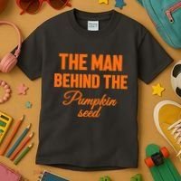 The Man Behind The Pumpkin Seed Halloween Pregnant Kids T-Shirt thumb 3