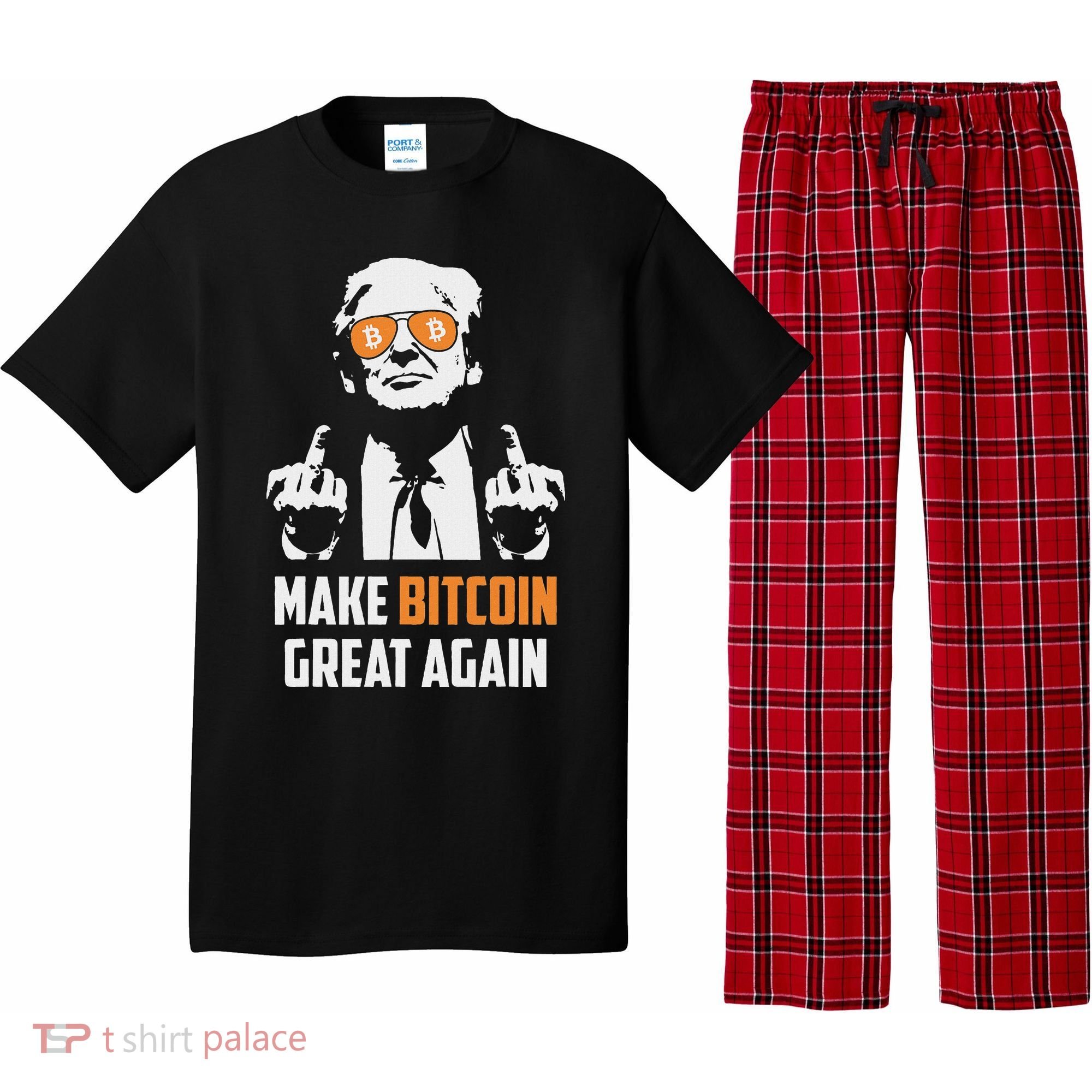 Trump Make Bitcoin Great Again Funny Maga Pro Trump Pajama Set