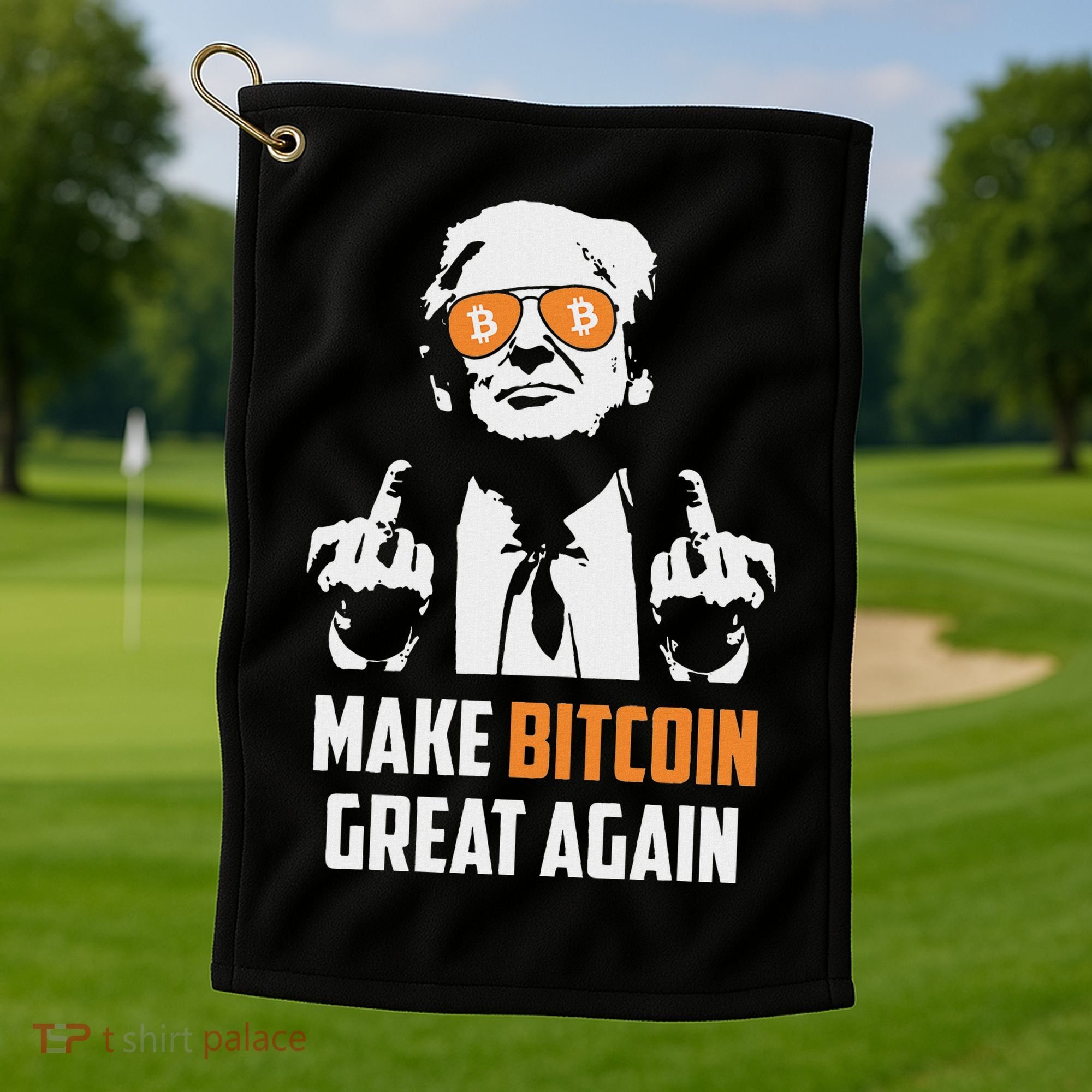 Trump Make Bitcoin Great Again Funny Maga Pro Trump Golf Towel