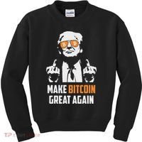 Trump Make Bitcoin Great Again Funny Maga Pro Trump Kids Sweatshirt thumb 0